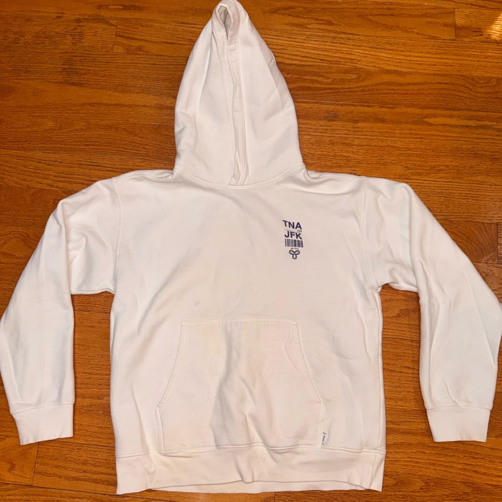 TNA White Pullover Hoodie with Subtle Logo Trim